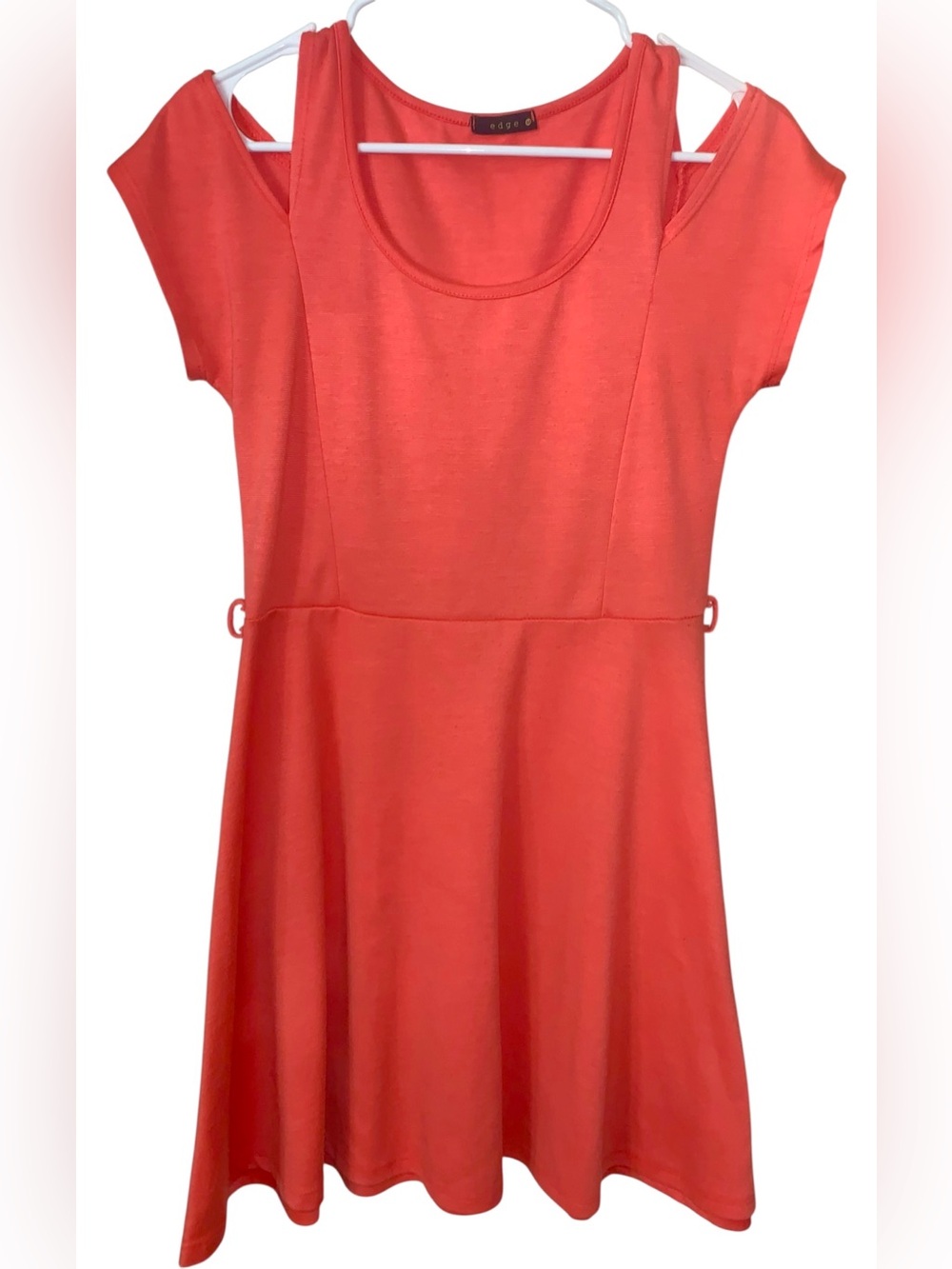 edge Coral Cold-Shoulder Mini Dress